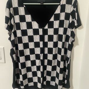 Worthington Black and White Checkered Blouse